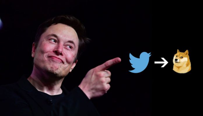 Twitter logo on web version changed to Doge