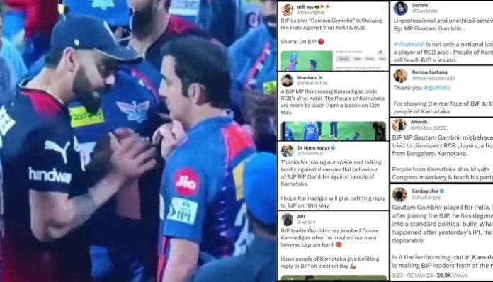 Congress supporters try to use long-running feud between two Delhi cricketers Virat Kohli and Gautam Gambhir to win Karnataka elections