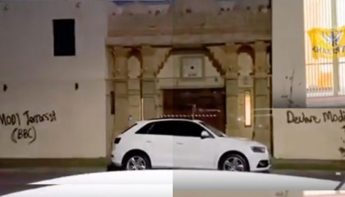 Australia: 6th Hindu temple attacked by Khalistani supporters, this time they write 'Declare Modi Terrorist (BBC)' on walls of BAPS Swaminarayan temple