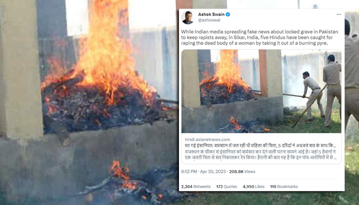 Rajasthan: Fake news peddlers, ‘Muslim journalist’ and The Wire columnist share fake news report to claim how ‘Hindus’ raped half-cremated body, police debunk lies