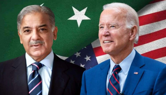 Pakistan Prime Minister Shehbaz Sharif (L) and US President (R)
