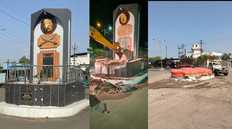 Maharashtra: Illegal memorial of Tipu Sultan built by AIMIM MLA in Dhule bulldozed after local Hindus filed a complaint