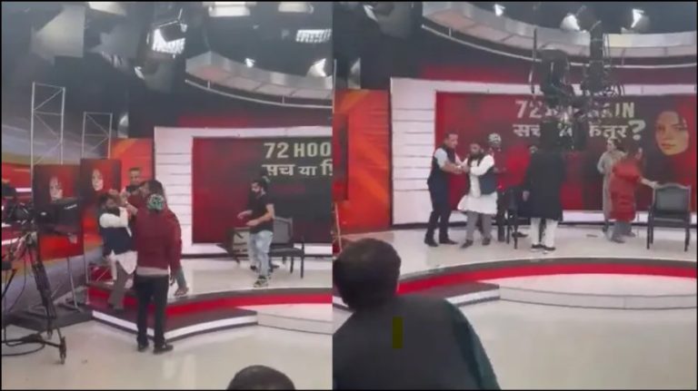 In har**iyon ko main auqaat dikhaoongi- Jamia scholar Shoaib Jamai beaten and forced to leave a live TV show by co-panellist Subuhi Khan: Watch