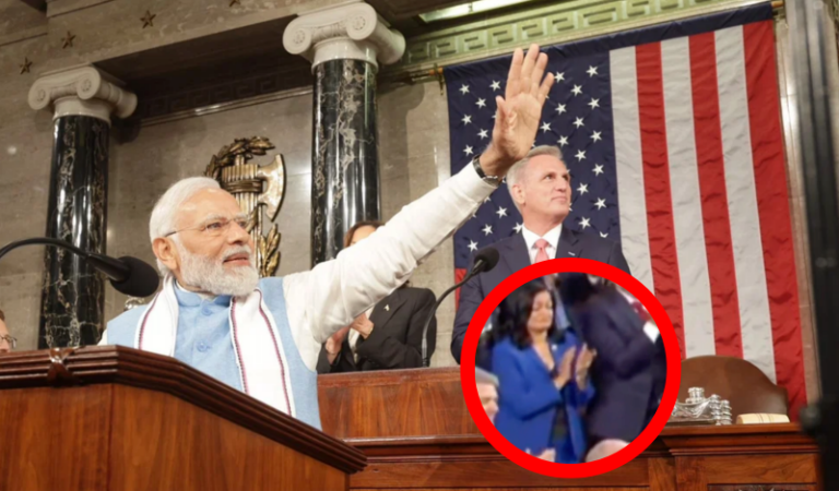 As Congress Party celebrates anti-India letter by Pramila Jayapal, she is seen attending PM Modi’s speech at US Congress, giving a standing ovation