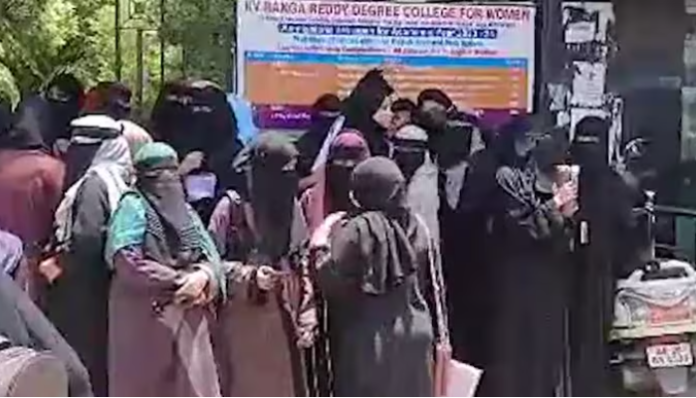 Burqa wearing students barred from entering college to write exam in Hyderabad.