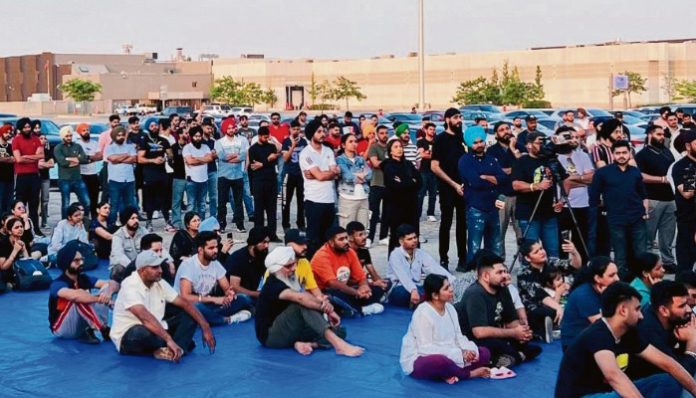 Indian students during a demonstration in Canada.