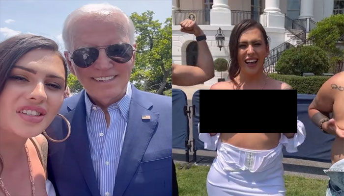 Man who claims to be a woman shows prosthetic breasts at the White House lawn during Pride celebration: Here is what the White House said banning “her”
