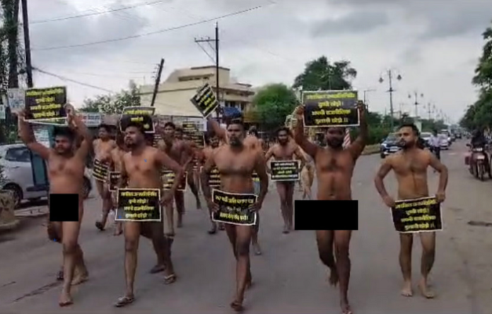Chhattisgarh: SC/ST youths hold nude protest in Raipur demanding action against employees with fake caste certificates; video viral