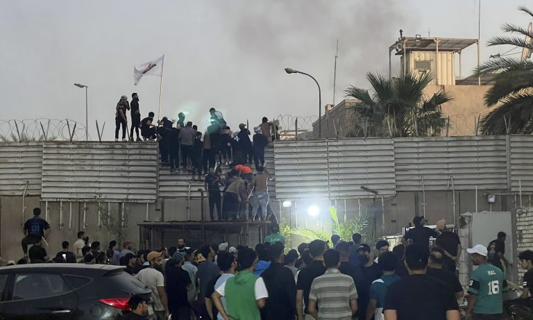 Iraqis storm Swedish embassy in Baghdad, set it on fire in protest against another planned burning of Quran in Sweden