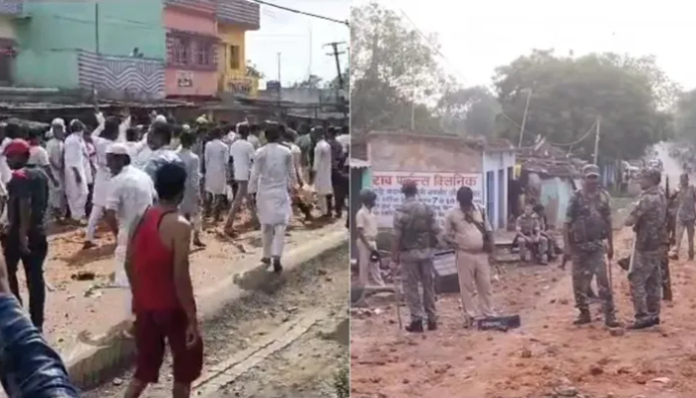 Section 144 implemented in the area (R) after the clash took place (L).