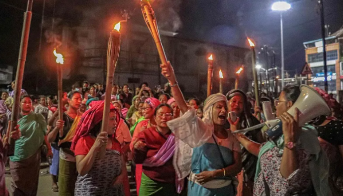Women demonstrate in Manipur.