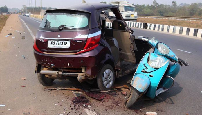 Drunk driver hit scooty on National Highway 9