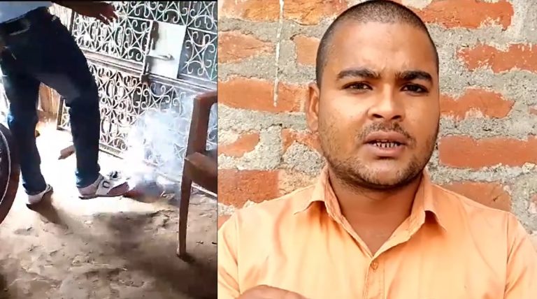 Bihar: Harlakhi Panchayat head Junaid Ansari’s son kicks a burning national flag in his shop, detained after video goes viral