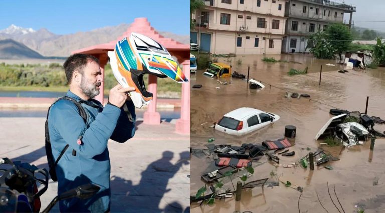 As Congress-ruled Himachal Pradesh battles devastating floods, the party focuses on Rahul Gandhi’s tourism in neighbouring Ladakh