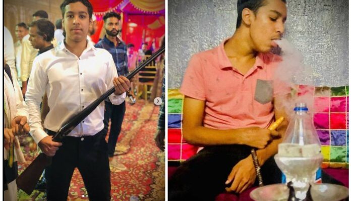 The leader of Maya Gang can be witnessed holding a gun and smoking hookah in images