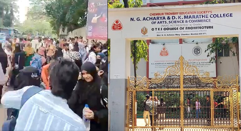Muslim girls protest outside Mumbai college against dress code banning burqa and hijab, college allows them on campus with conditions