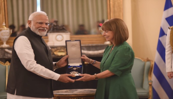 ‘A statesman who has tirelessly promoted the global reach of his country”: PM Modi conferred with Grand Cross of the Order of Honour by president of Greece
