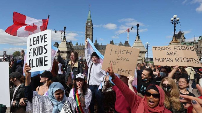 As Justin Trudeau makes up stories in his head about India, 1000s in his country march against the militarised wokeness of gender politics