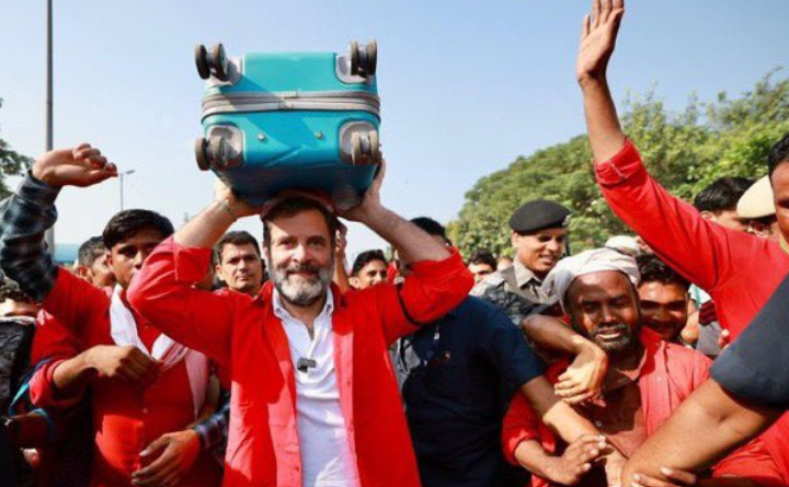 ‘Coolie no. 420’: Netizens react to Rahul Gandhi’s coolie stunt at Delhi’s Anand Vihar bus stand where he carried a ‘wheeled’ trolley of his head