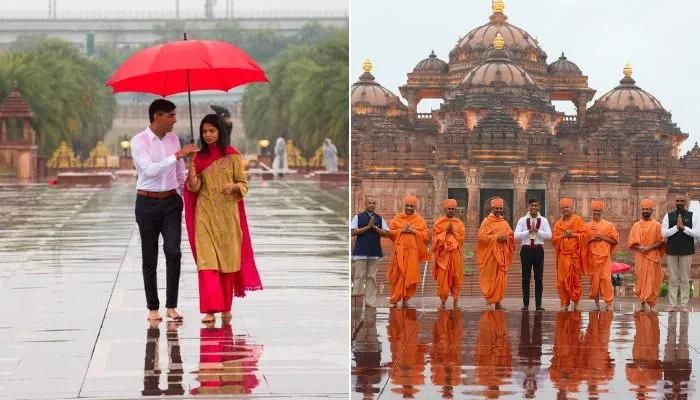 As pictures of UK PM Rishi Sunak’s visit to Akshardham with his wife go viral, know why Akshata Murthy was not present in one of the photos