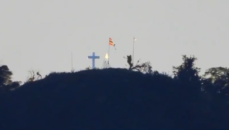 Manipur: Meitei holy site on Mount Thangjing desecrated by erecting cross and flag of Kuki-Zomi militant group ZRA