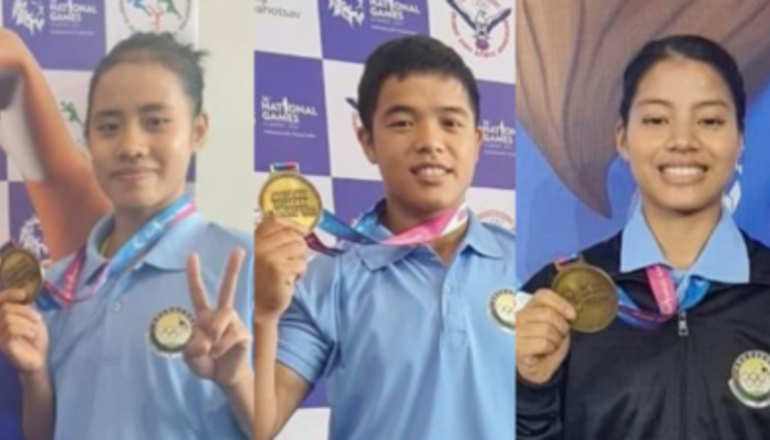 The three Wushu players from Arunachal Pradesh.