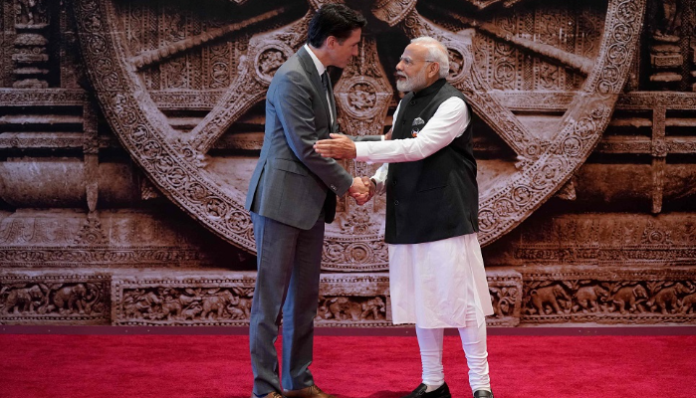 The two leaders shake hands ahead of the G20 Leaders' Summit in New Delhi on September 9.