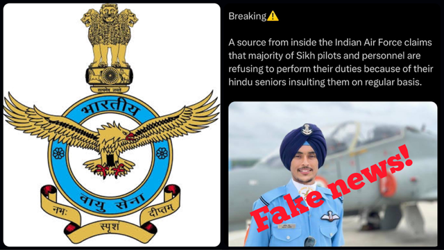 Indian Air Force busts fake news claiming Sikh officers were refusing to perform duties because Hindu seniors insulted them