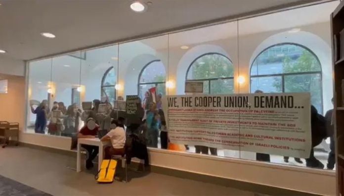 Jewish students locked inside a library while pro-Palestinians protested from outside.