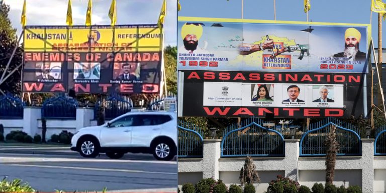 Canada: New anti-India hoarding comes up at Hardeep Singh Nijjar’s Gurdwara in Surrey saying ‘Wanted Modi, Jaishankar, Ambassador Sanjay Verma’