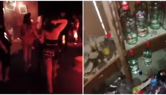 Screenshots from the video of the party.