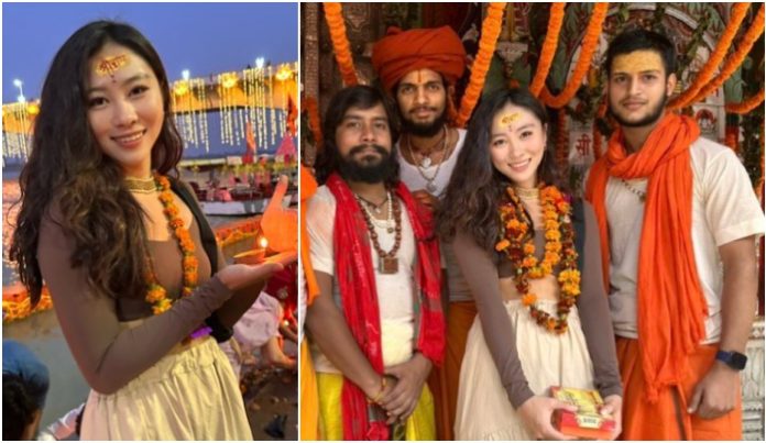 Korean vlogger who was harassed in Mumbai last year, visits Ayodhya to celebrate Diwali, flaunts 'Jai Shri Ram' tilak
