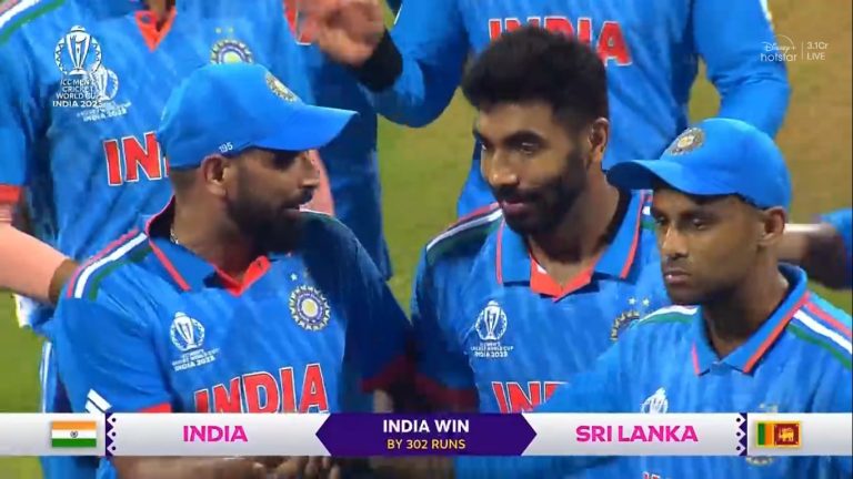 Cricket World Cup: India beats Sri Lanka by 302 runs in Mumbai less than a year after beating them by highest-ever 317 runs