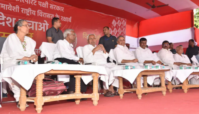 The Bihar Chief Minister at the rally.