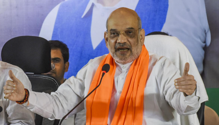 The Union Home Minister addresses a press conference in Hyderabad.