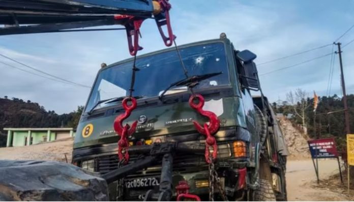 Army vehicle damaged in the PAFF attack
