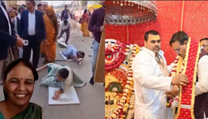 Rajasthan CM's wife and son performs Dandavat Parikrama at Govardhan Giriraj in Mathura, video viral