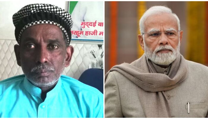 Iqbal Ansari, who was the principal plaintiff in the Ram Janmbhoomi title suit, showers flowers on PM Modi in Ayodhya, lauds govt for development work