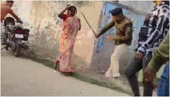 Bihar: Cop thrashes Dalit woman in public in viral video, claims traffic jam after two groups clashed over kidnapped girl prompted his action