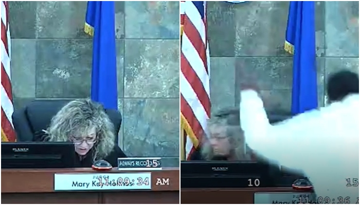 USA: Violent criminal jumps over courtroom bench to attack the Judge in Las Vegas court, video viral