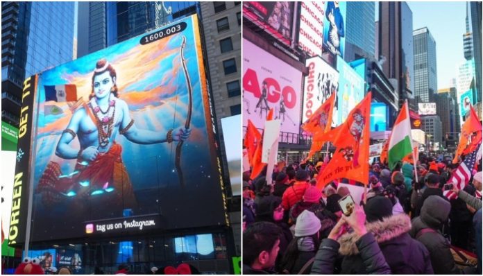 Times Square in New York lights up with posters of Lord Ram, excited Hindus beat dhols, chant 'Jai Shree Ram', details