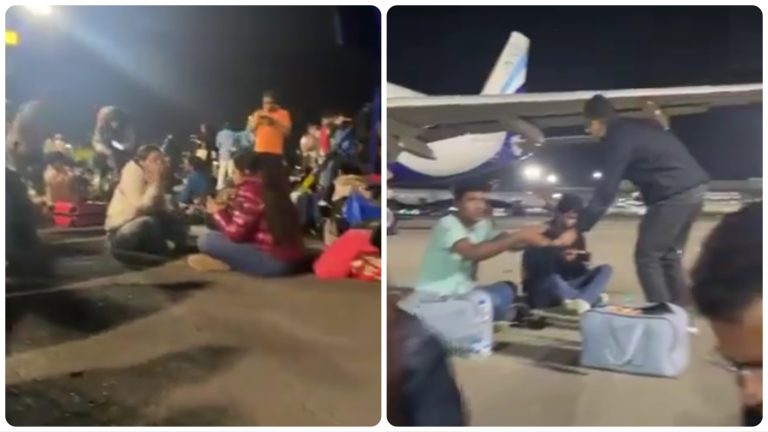IndiGo flight delay: Video of passengers sitting on the tarmac and having dinner next to the plane goes viral