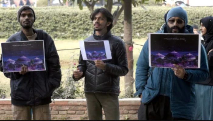Pro-Babri Masjid slogans raised at Jamia Millia Islamia on the day of Ram Mandir Pran Pratishtha; police deployed outside the campus