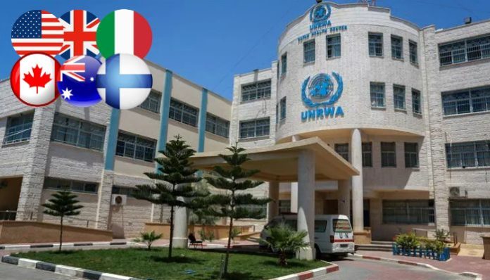 Six western nations including the US and the UK suspend funding to UNRWA following Israel's allegations on UNRWA staffers
