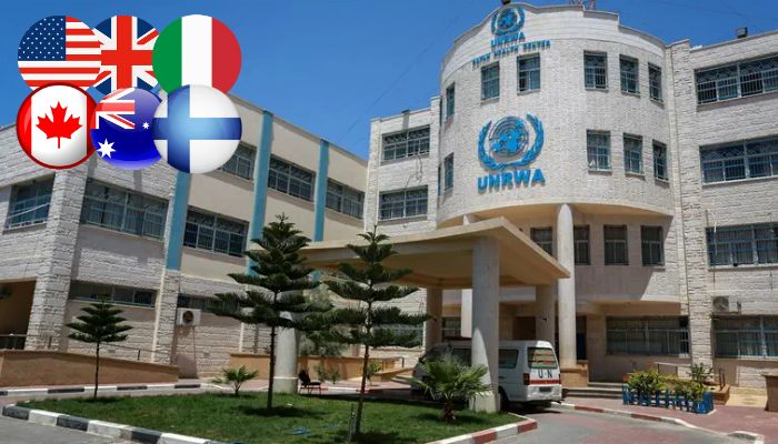 US, UK, Finland, Italy, Australia, and Canada suspend funding to UNRWA over alleged involvement in October 7 terror attacks by Hamas