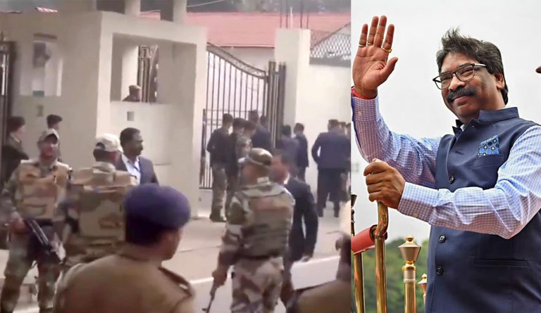 ED team reaches Jharkhand CM Hemant Soren’s residence to question him in land scam case, heavy security deployed amid protests by JMM workers