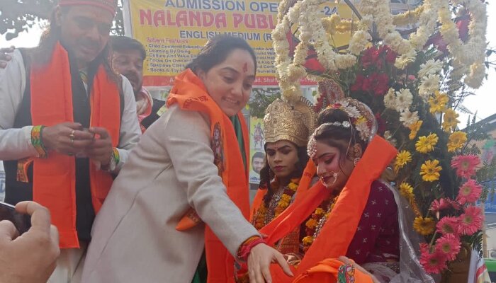 Delhi: Suspended BJP leader and lawyer Nupur Sharma participates in the Jan Jagran Yatra ahead of the Ram Mandir inauguration