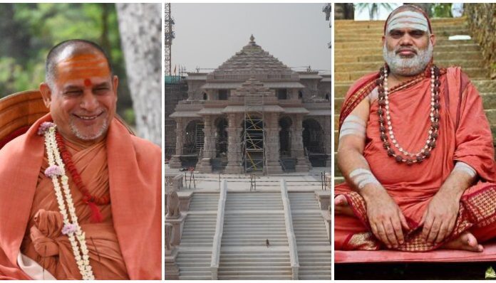 Shankaracharyas of Dwarka SharadaPeetham (L) and Sringeri Math (R).