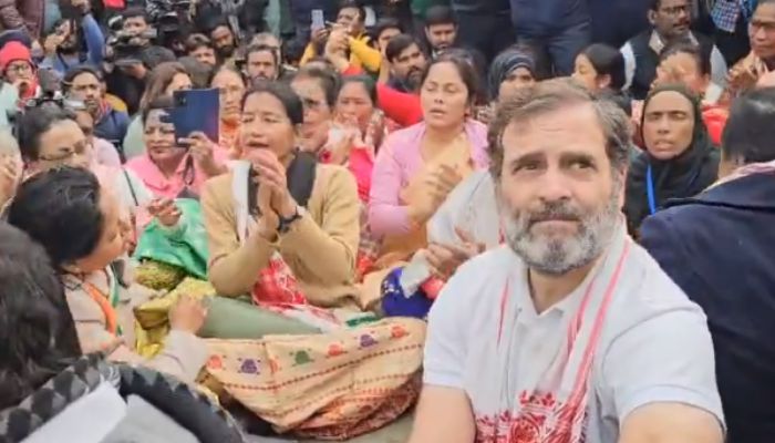 Rahul Gandhi stages dramatic sit-in protest in Assam for being denied entry to Batadrava Than temple after he turned down request to visit later