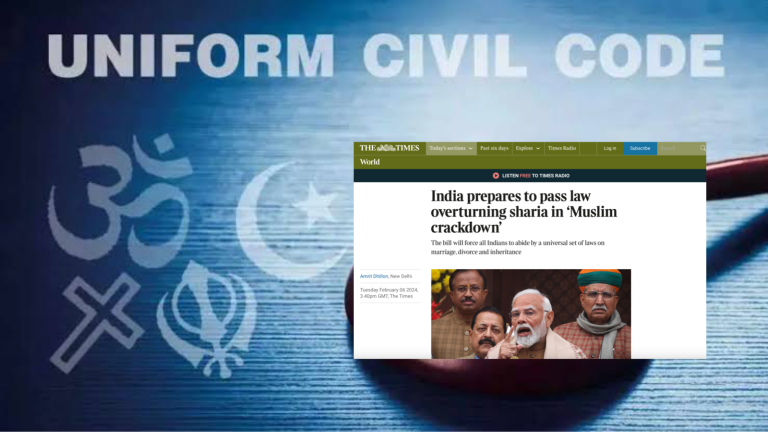 British daily The Times demonises PM Modi and India for not supporting draconian Sharia, believes asking Muslims to follow UCC is a ‘crackdown’